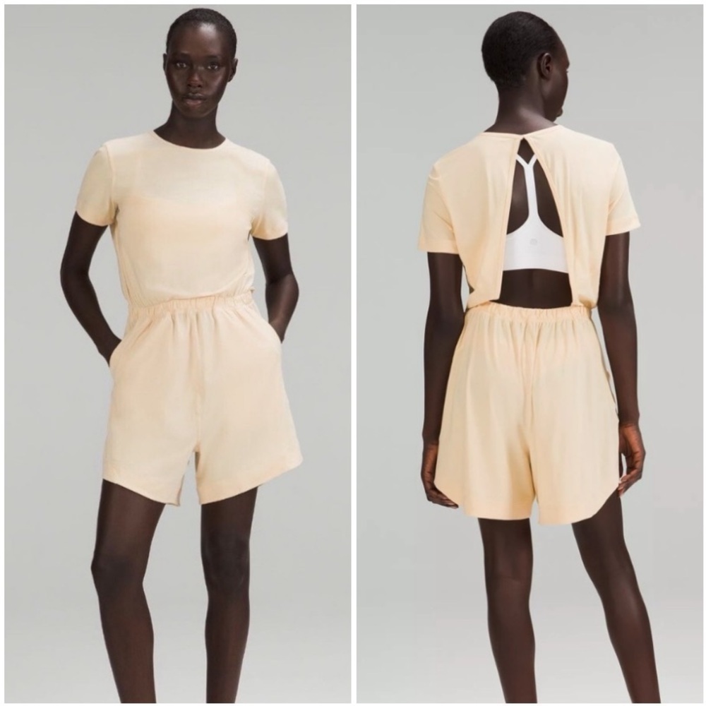 Lululemon Lightweight High-Neck Romper in Prosecco Size 10 NWT New Light Yellow